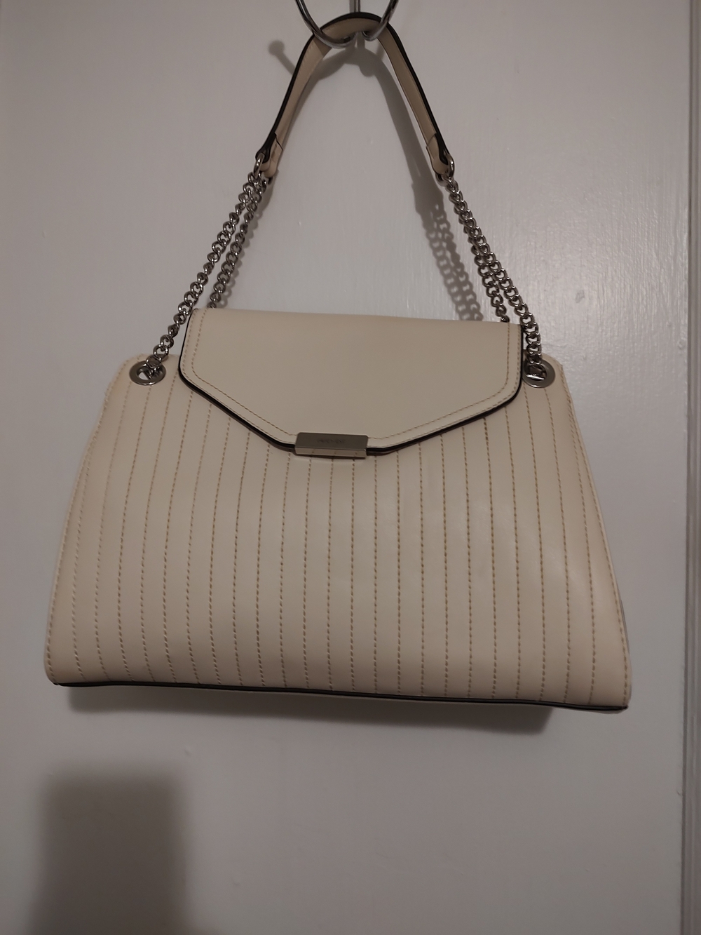 Cream Quilted Chain-Handle Women’s Shoulder Bag